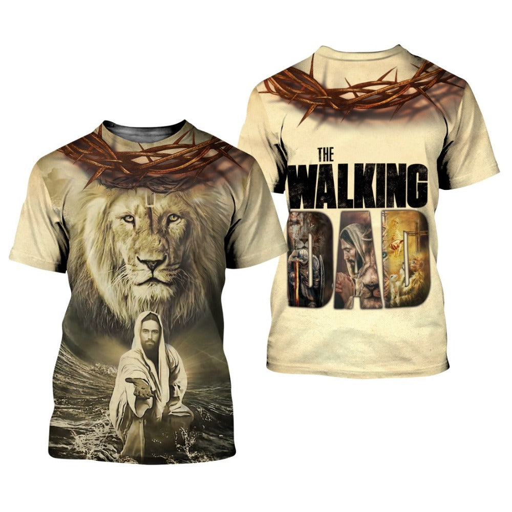 Lion And Jesus Reaching Out His Hand The Walking Dad 3D All Over Print Sweatshirt And Hoodie