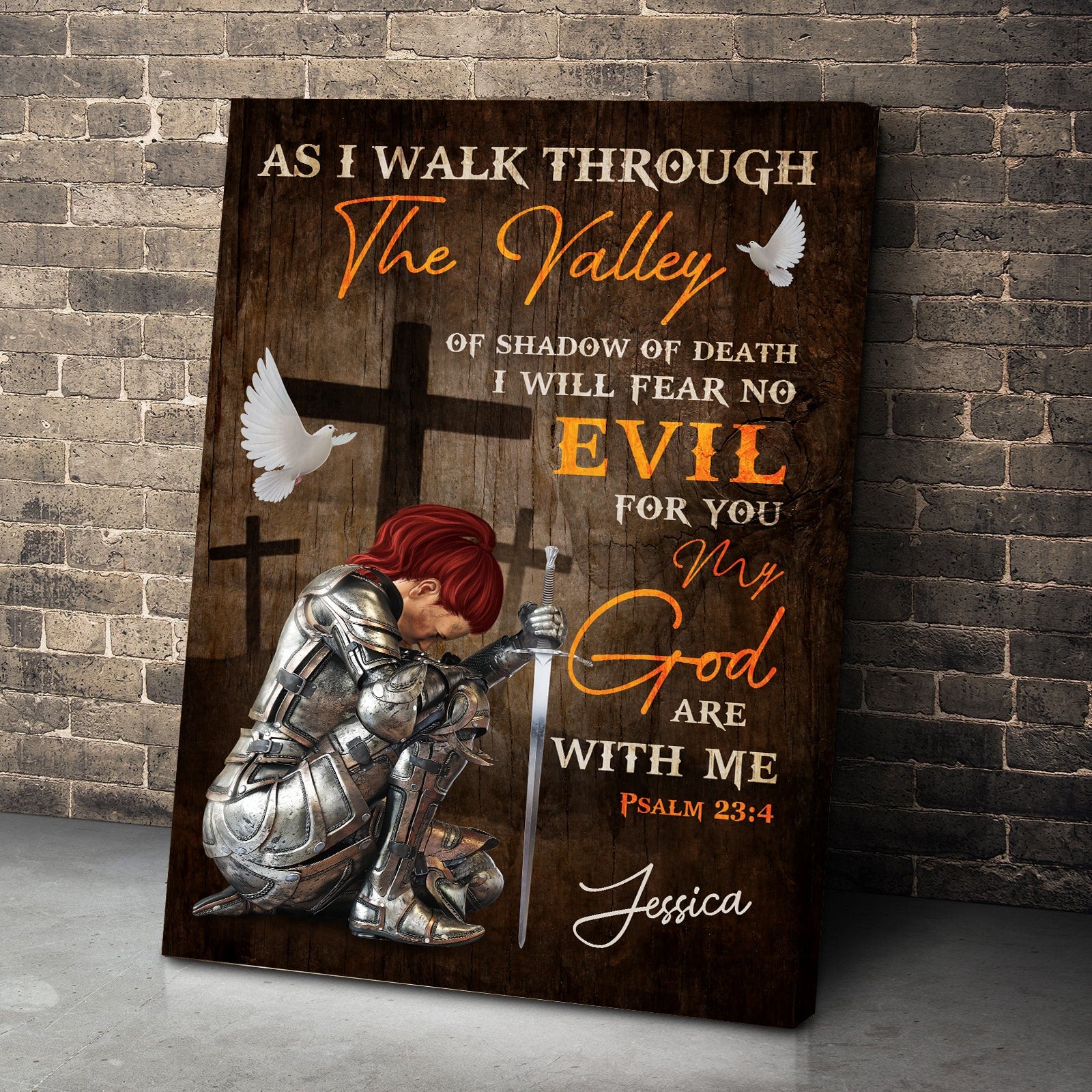Personalized Woman Warrior of God As I Walk Through The Valley Of The Shadow Of Death-Psalm 23:4 Canvas Prints And Poster