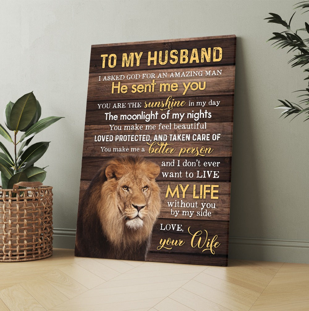 To My Husband You Are The Sunshine In My Day Lion Couple Canvas Prints And Poster