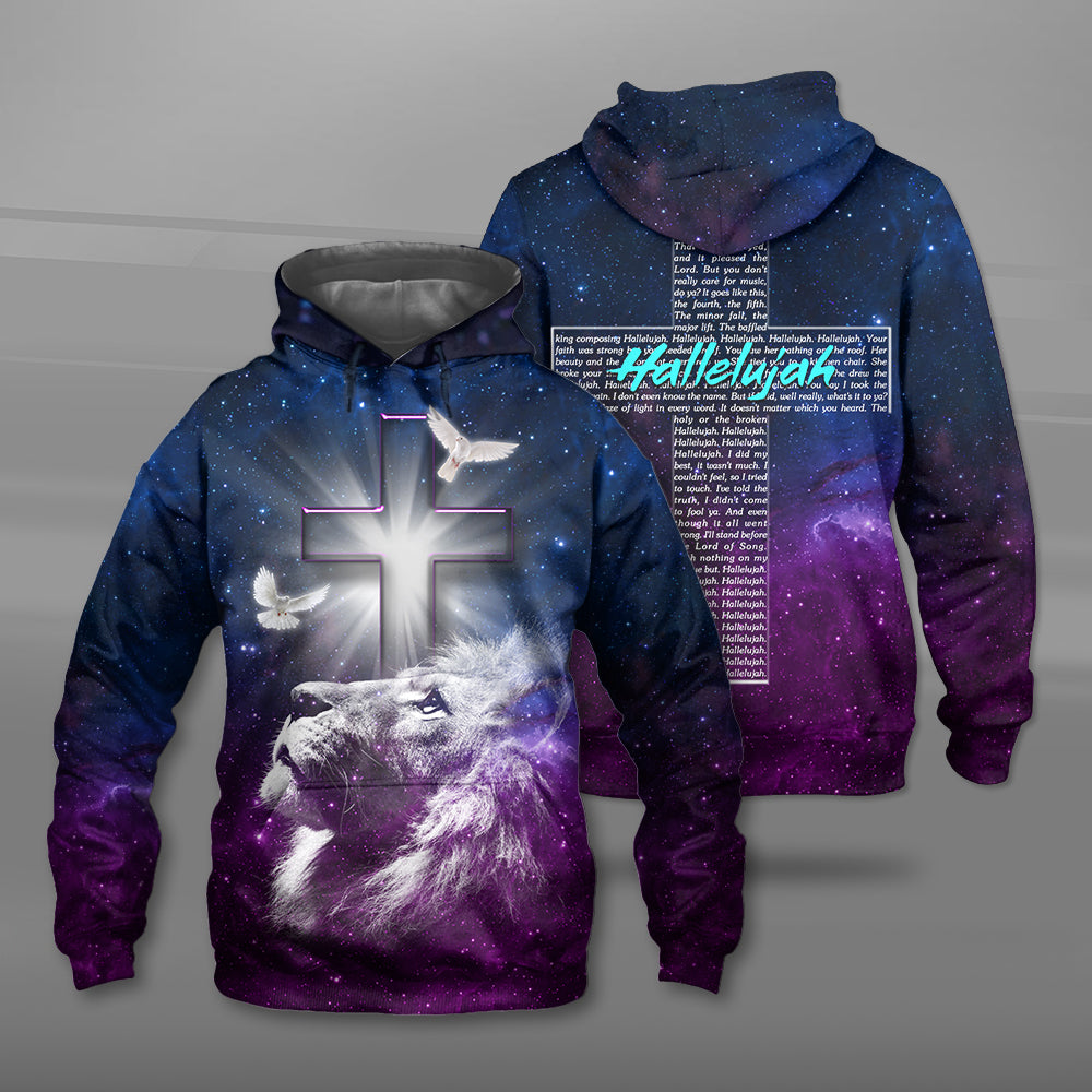 Jesus Lion of Judah With Hallelujah Lyrics  3D All Over Print T-Shirt And Hoodie