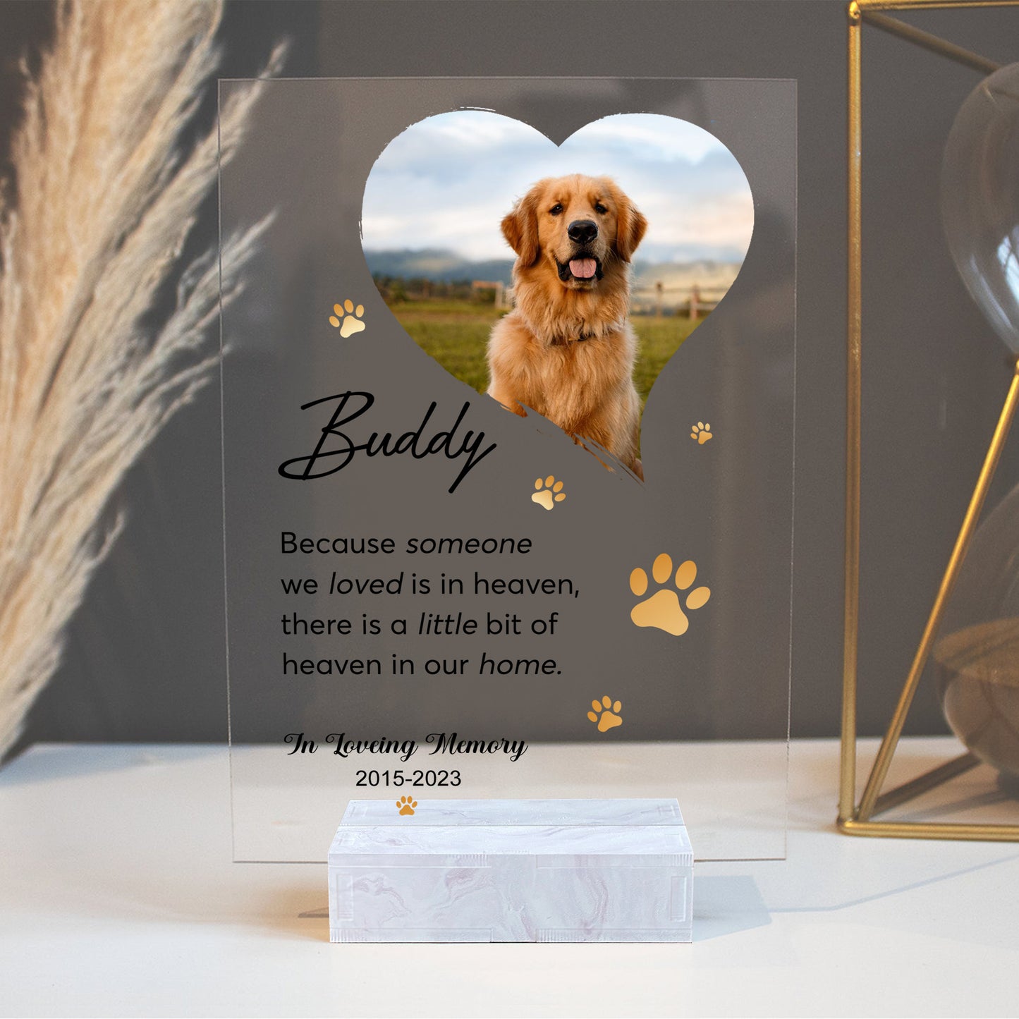 Personalized Photo Gift For Loss Of Dog Because Someone We Love Is In Heaven Acrylic Plaque