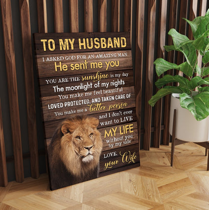 To My Husband You Are The Sunshine In My Day Lion Couple Canvas Prints And Poster