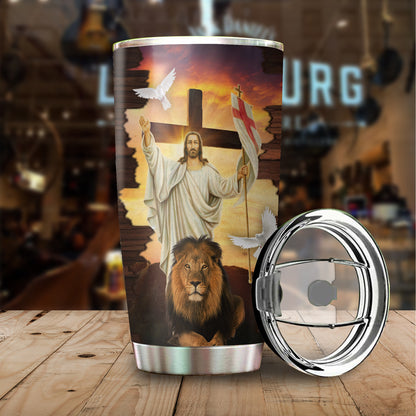 Jesus And Lion With Hallelujah Song Lyric Tumbler