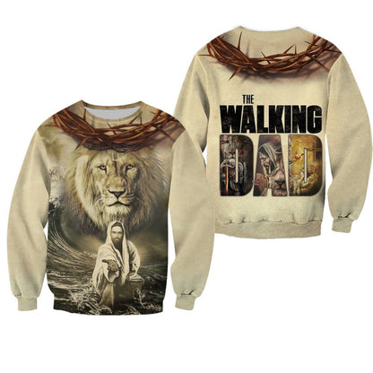 Lion And Jesus Reaching Out His Hand The Walking Dad 3D All Over Print Sweatshirt And Hoodie