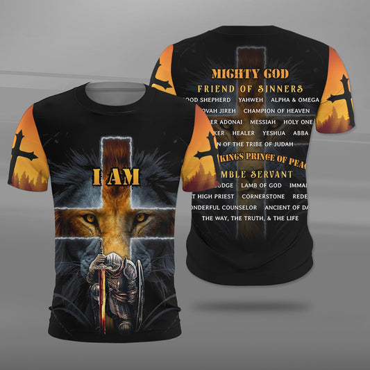 I Am Mighty God Warrior With Lion 3D All Over Print T-Shirt And Hoodie