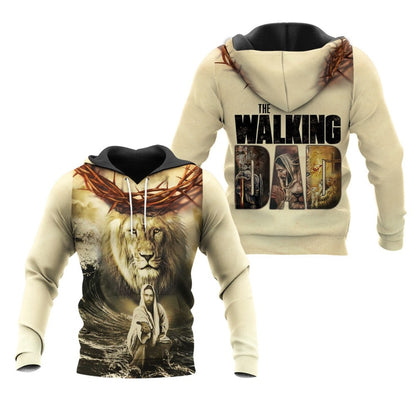 Lion And Jesus Reaching Out His Hand The Walking Dad 3D All Over Print Sweatshirt And Hoodie