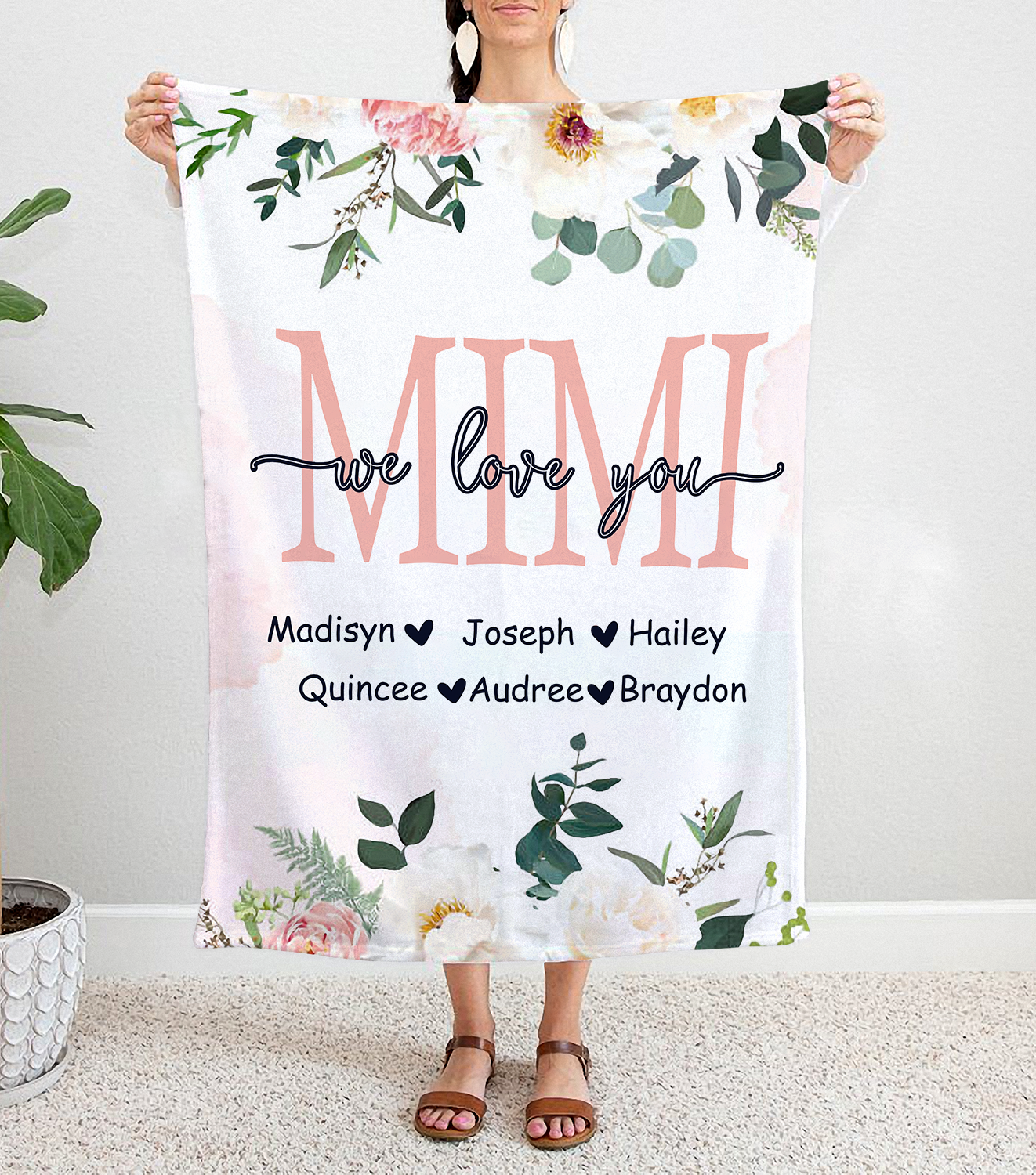 Personalized Mimi We Love You, Gift from Children To Mom, Gift For Mom Blanket