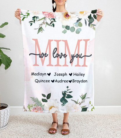 Personalized Mimi We Love You, Gift from Children To Mom, Gift For Mom Blanket