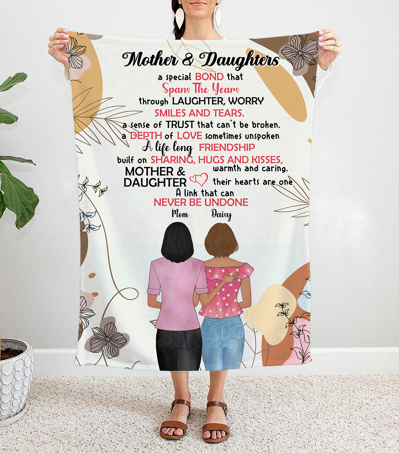 Personalized Mother & Daughter A Special Bond That Spans The Years, Gift For Mom Blanket