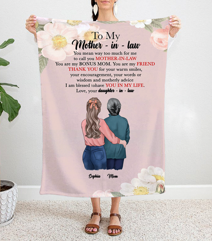 Personalized For Mother-in-law, I Am Blessed To Have You In My Life, Gift For Mothers Day, Gift For Mom Blanket