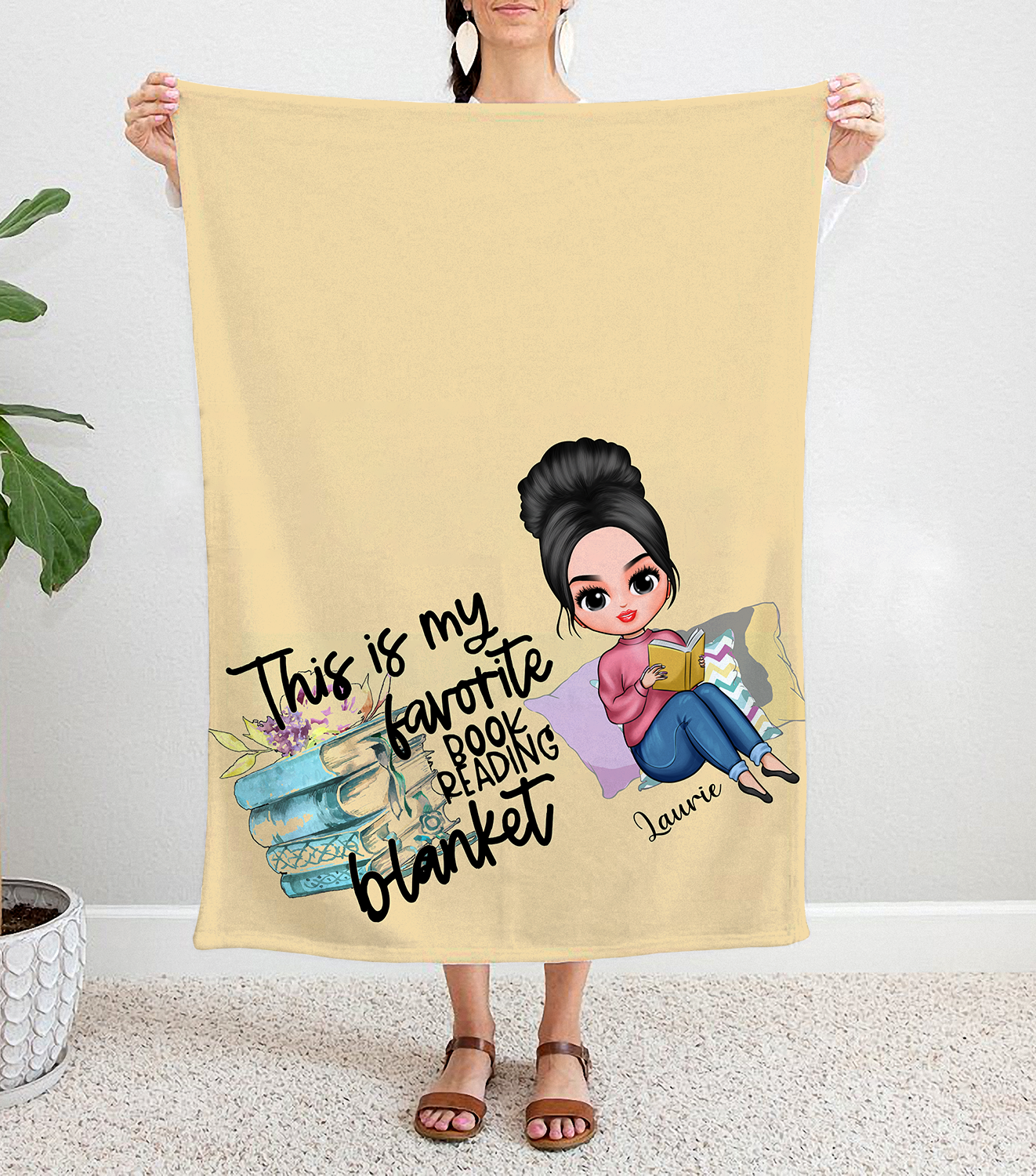 Personalized This Is My Favorite Book Reading Blanket, Gift For A Girl Who Loves Books