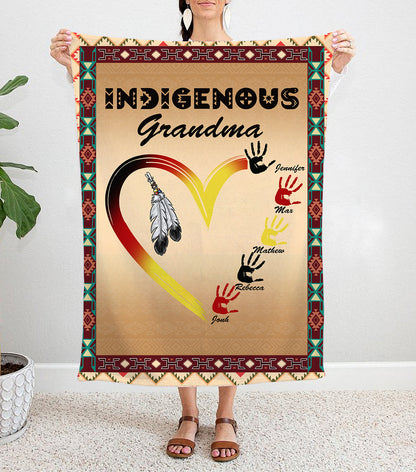 Personalized Custom Names Indigenous Grandma Native American Blanket