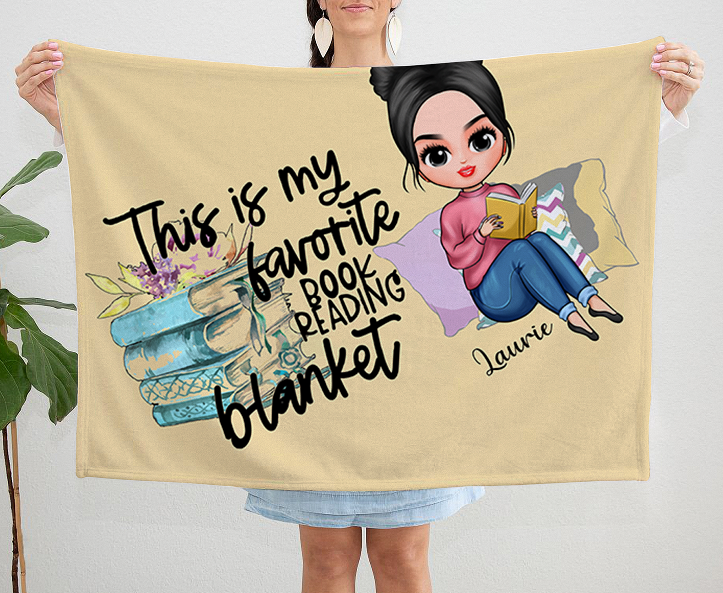 Personalized This Is My Favorite Book Reading Blanket, Gift For A Girl Who Loves Books