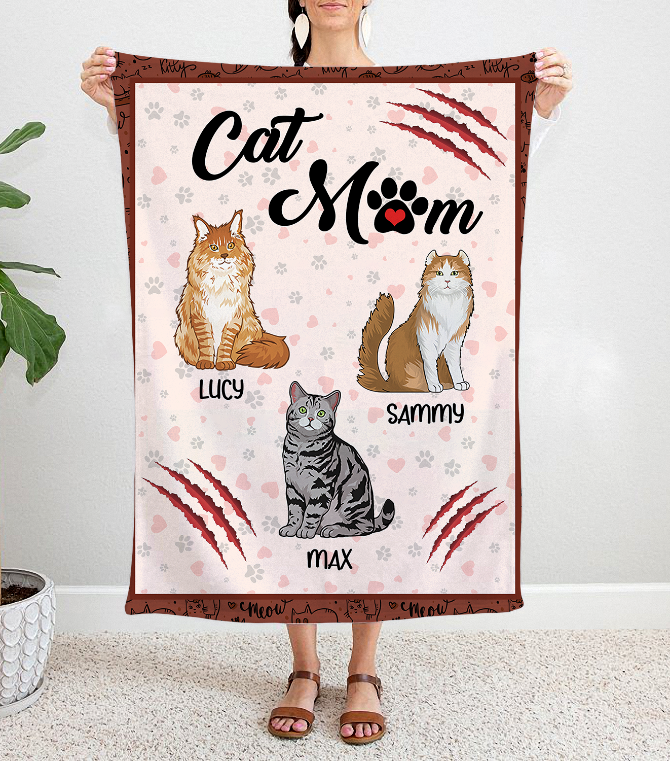 Personalized Custom Cat Blanket, Cat Mom, Gift for Cat Lovers  Blanket