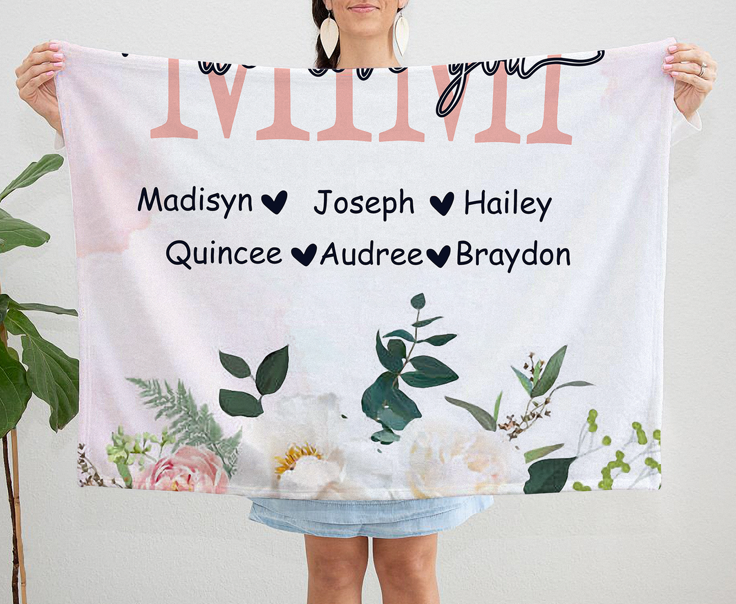 Personalized Mimi We Love You, Gift from Children To Mom, Gift For Mom Blanket