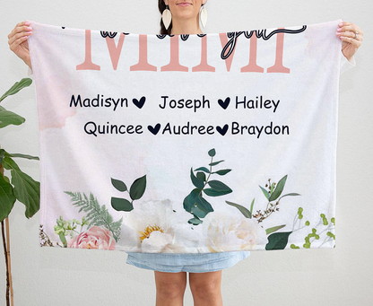 Personalized Mimi We Love You, Gift from Children To Mom, Gift For Mom Blanket