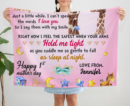 Personalized Happy Mother's Day, You're Doing A Great Job Mommy Happy 1st Mothers Day, Gift For Mom, Giraffe Blanket