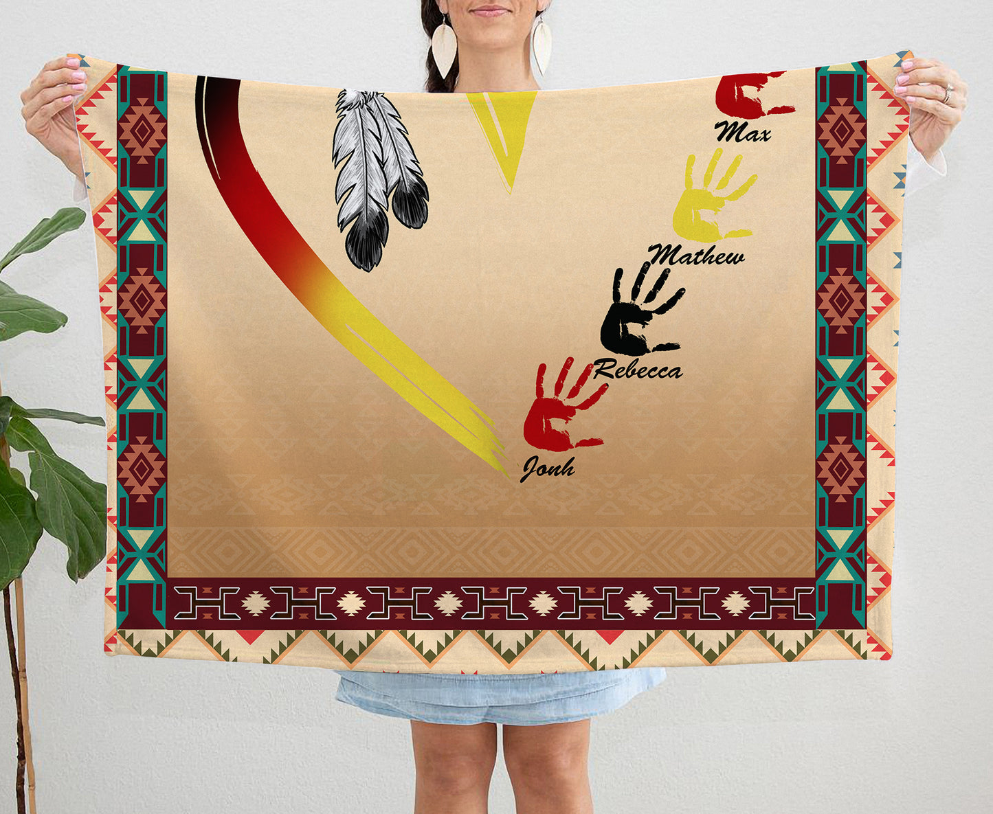 Personalized Custom Names Indigenous Grandma Native American Blanket