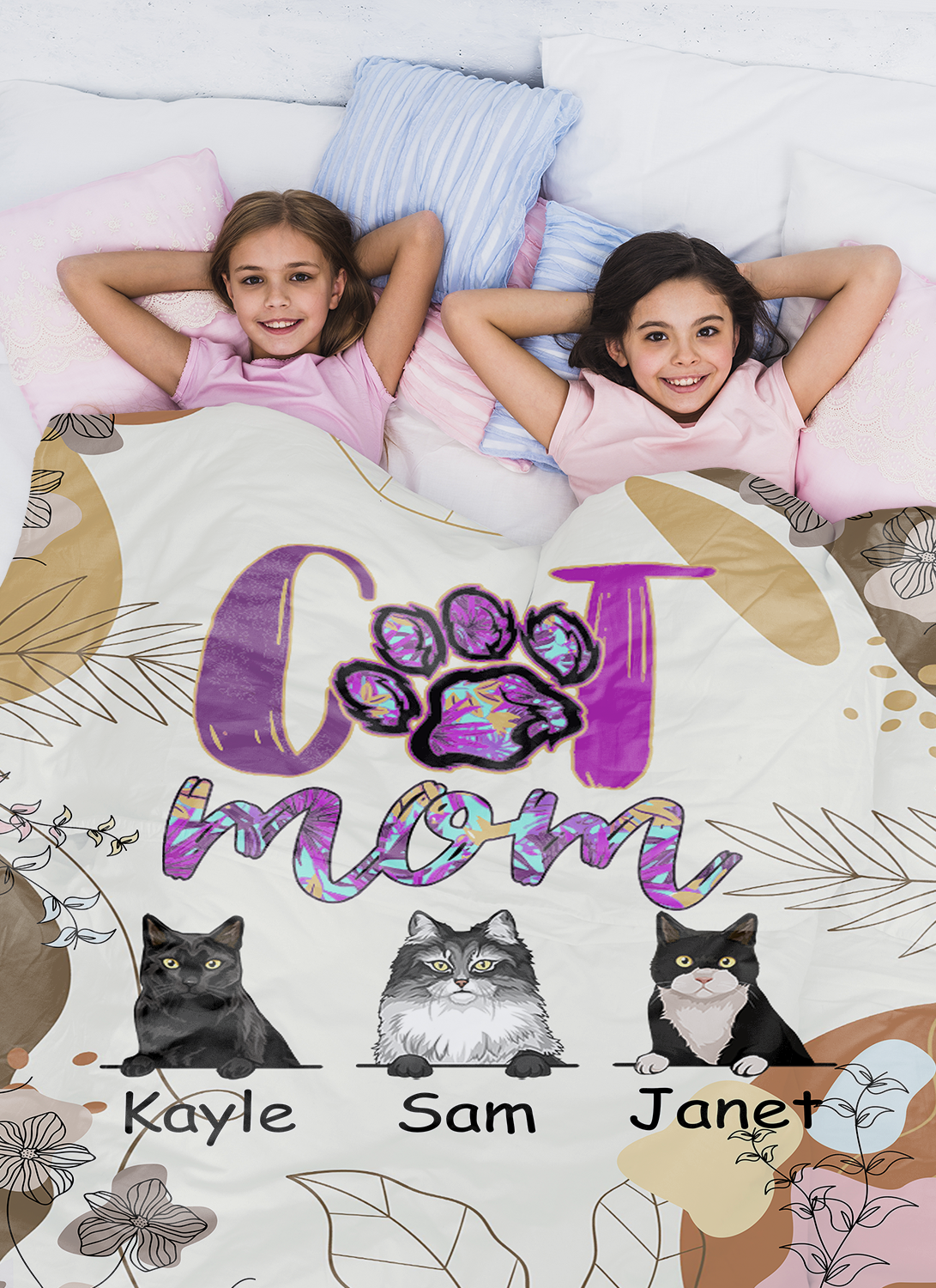 Personalized Custom Cat Blanket, Cat Mom - Blanket