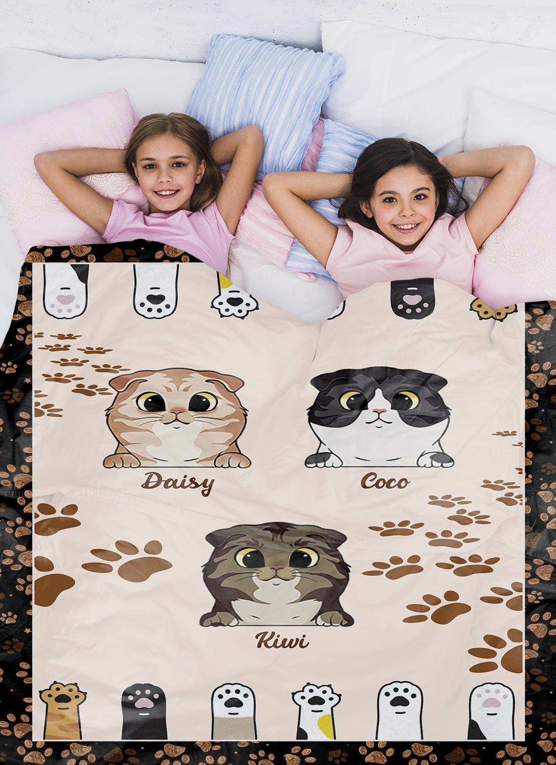 Personalized Custom Cat Blanket, Cat Paw  Blanket