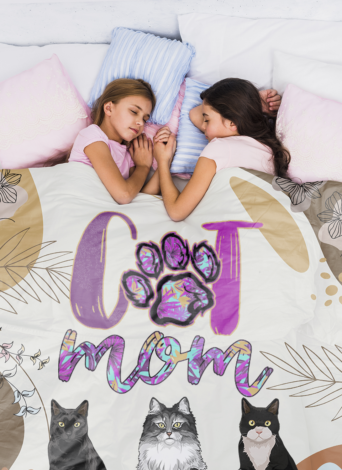 Personalized Custom Cat Blanket, Cat Mom - Blanket