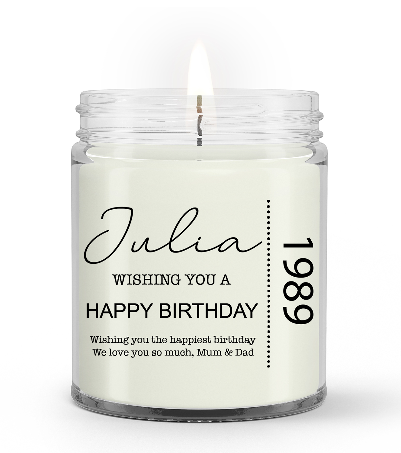 Personalized Gift Soy Wax Candle, Custom Name And Year of Birth, Birthday Wishes, Happy Birthday Candle