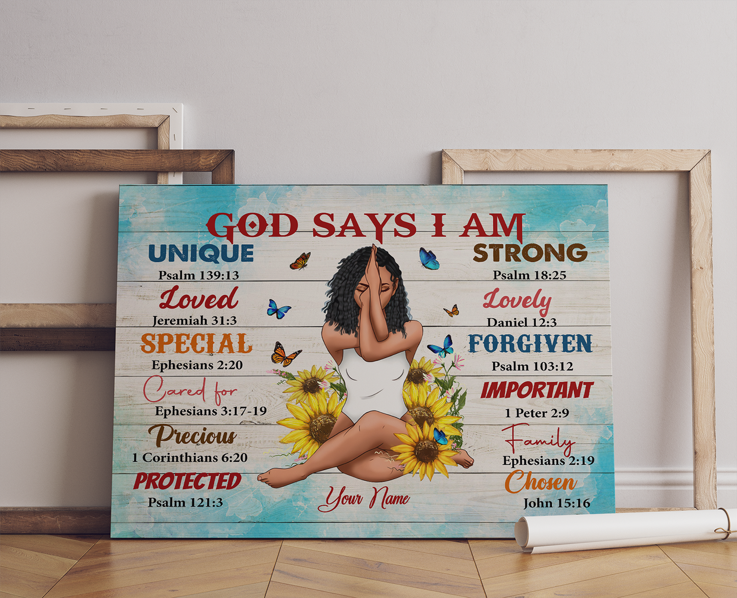 Personalized Black Queen, Black Girl With Yoga, God Says I Am Canvas Prints