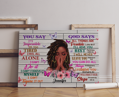 Personalized Black Queen, Black Girl God Says You Are Canvas Prints