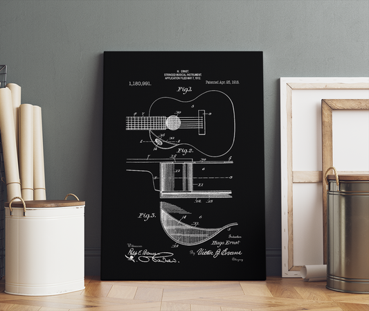 Acoustic Guitar Patent Print Art Canvas Prints