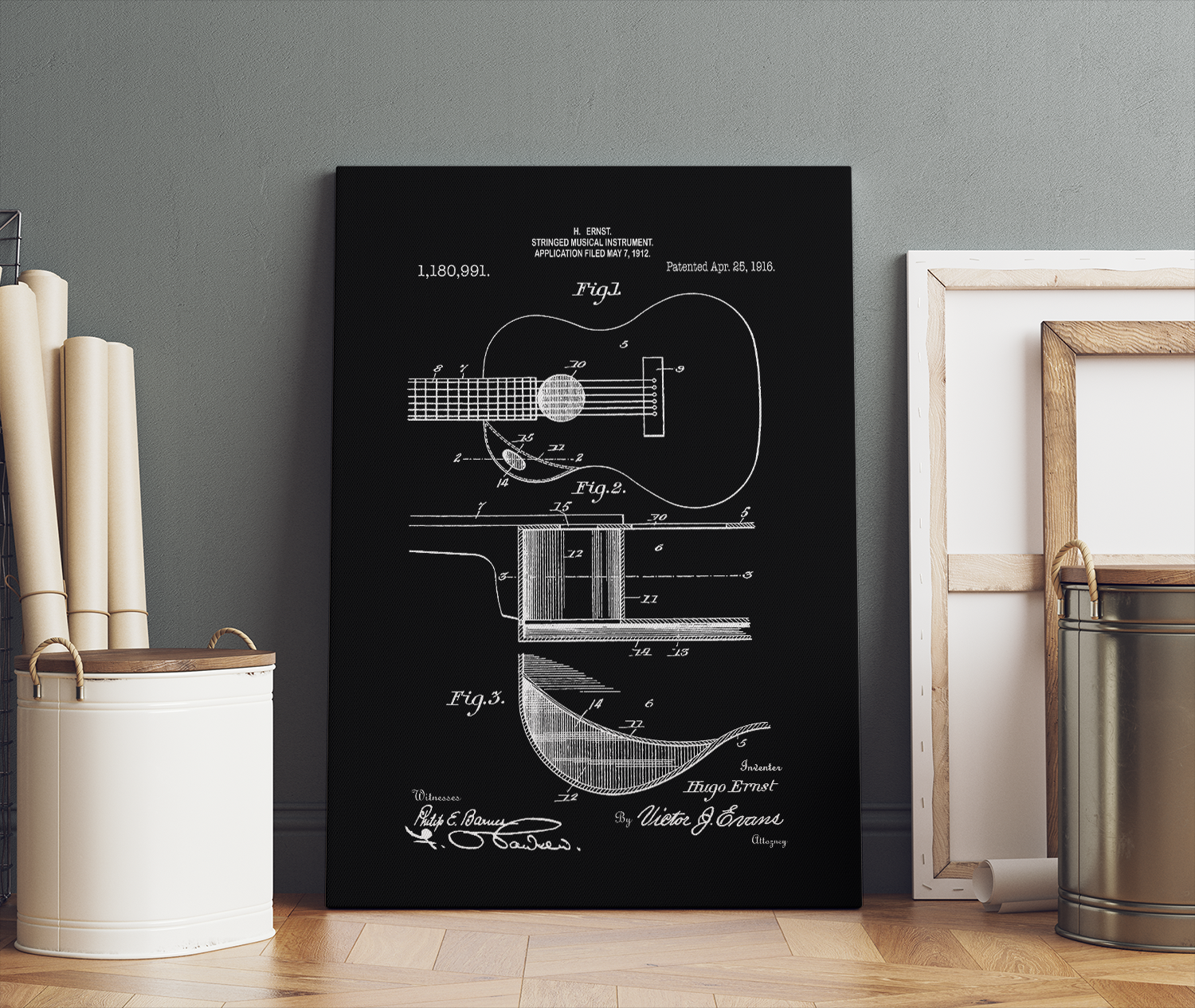 Acoustic Guitar Patent Print Art Canvas Prints