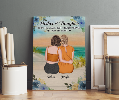 Personalized Mother And Daughters From The Start, Gift For Mom Canvas Prints