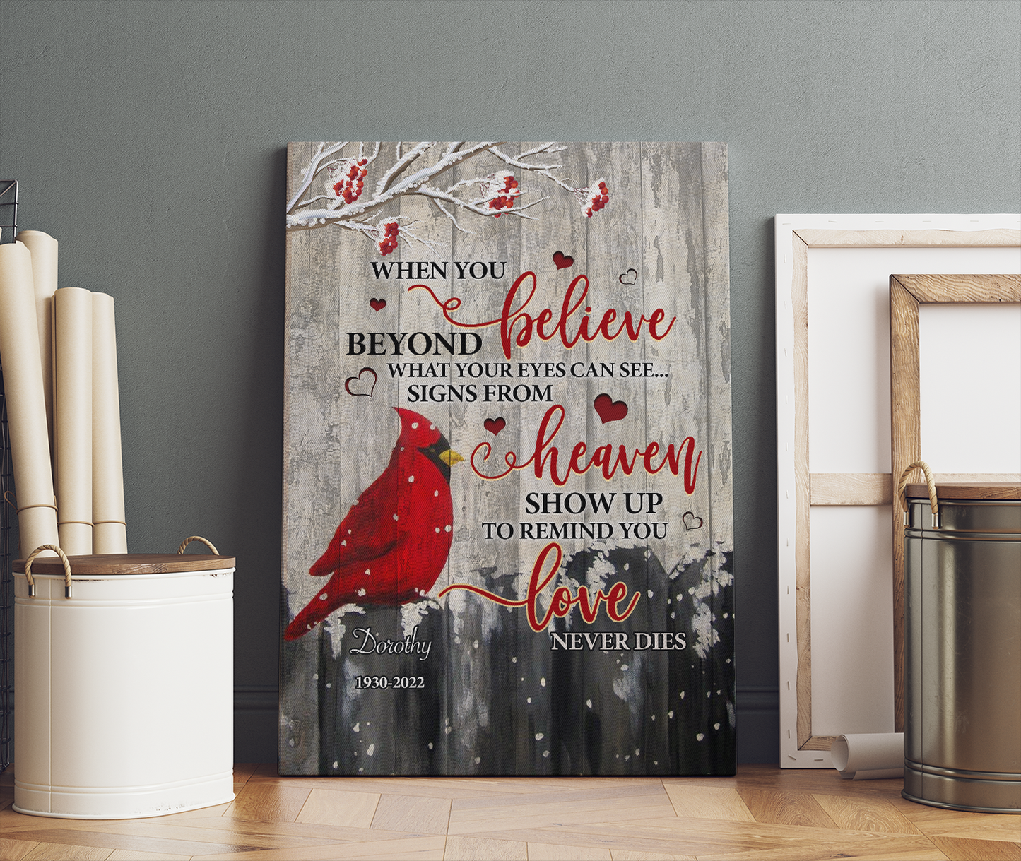 Personalized Cardinal Bird – When You Believe Beyond What Your Eyes Can See Canvas Prints