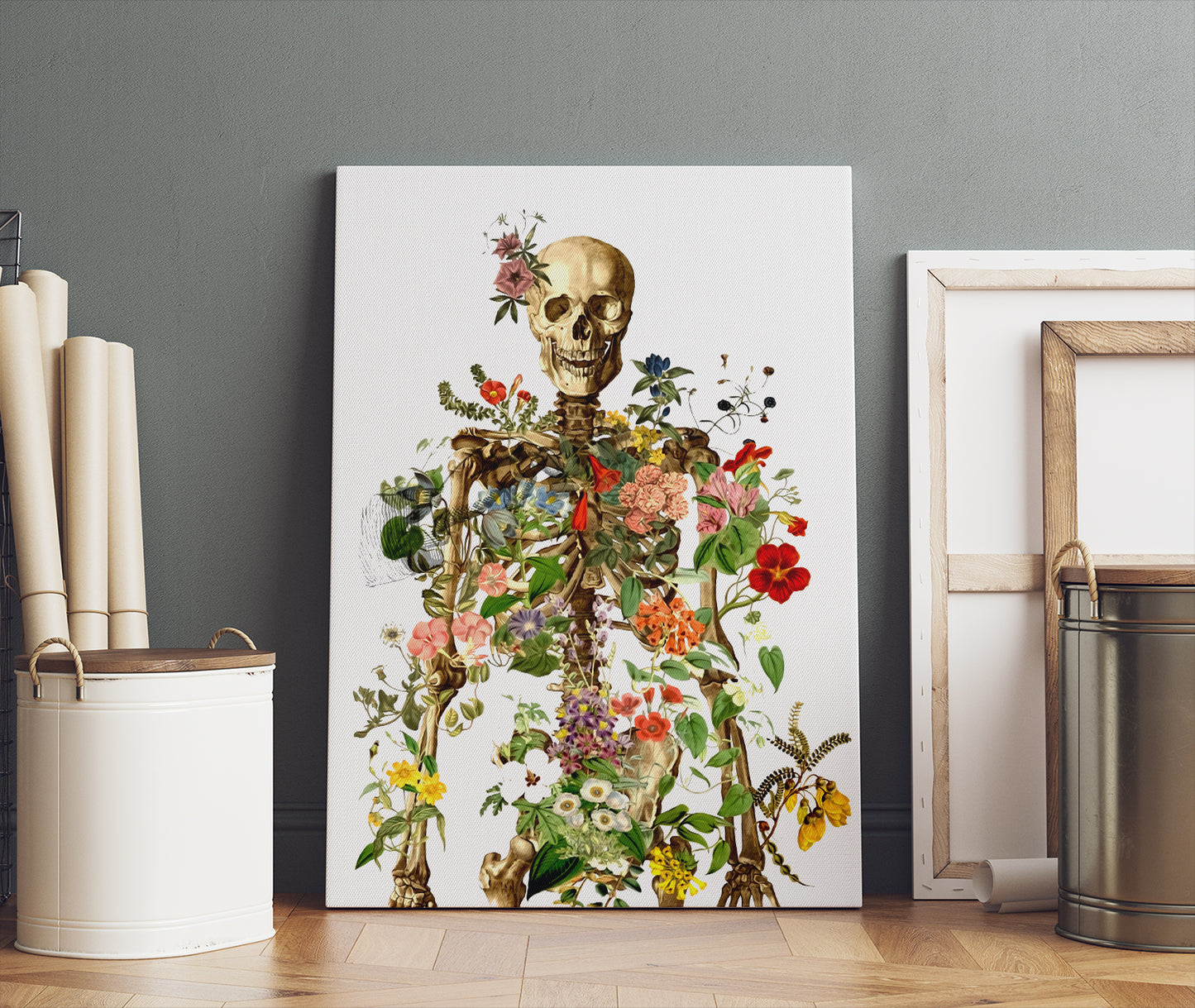 Human Skeleton Flower Gift for Doctor Wall Art  Art Anatomy Canvas Prints