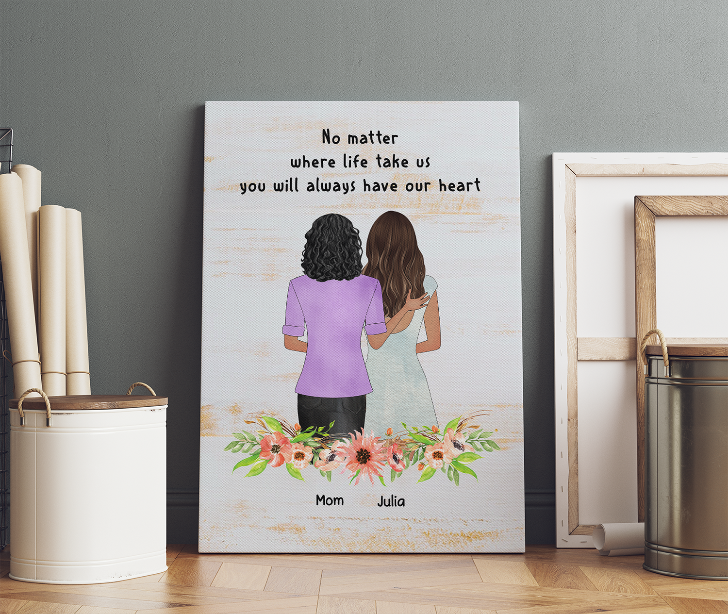 Personalized, No Matter Where Life Take Us You Will Always Have Our Heart, Gift For Mom Canvas Prints