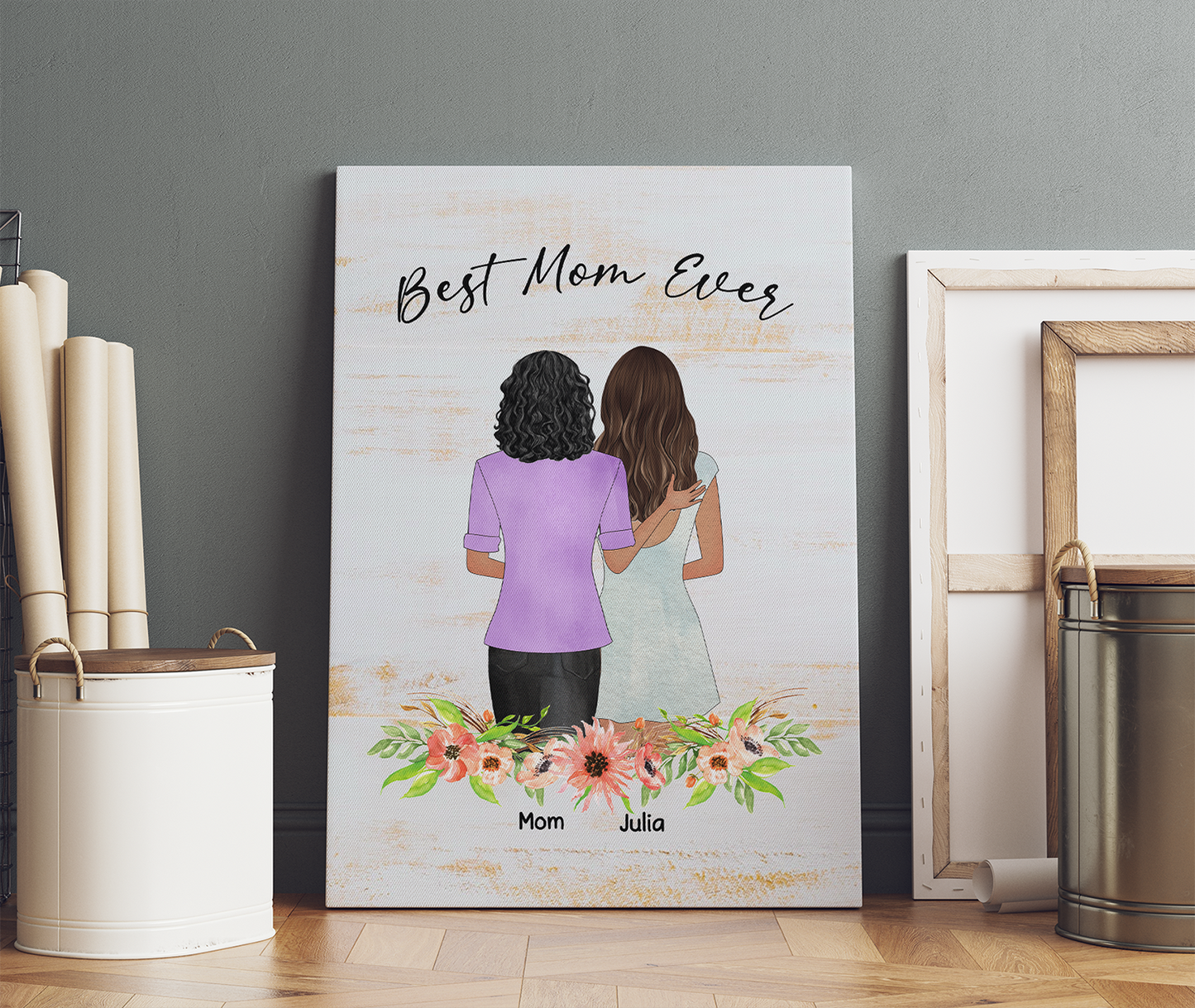 Personalized Best Mom Ever Mother And Daughters, Gift For Mom Canvas Prints