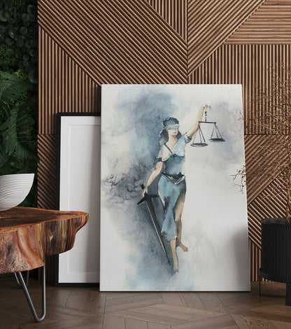 Lady Justice Lawyers Office Painting, Giclee Museum Quality Fine Art Print, Home Office Decor, Lawyer Gift Idea Canvas Prints