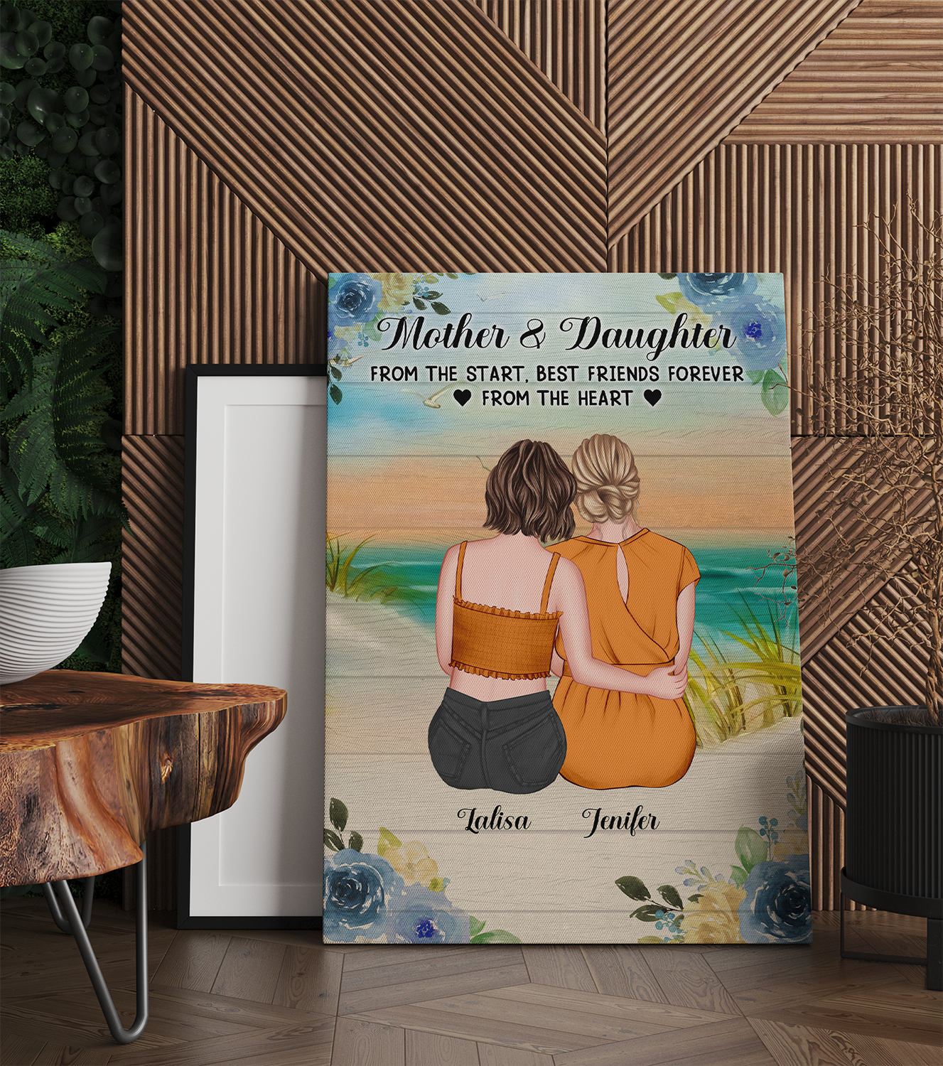 Personalized Mother And Daughters From The Start, Gift For Mom Canvas Prints