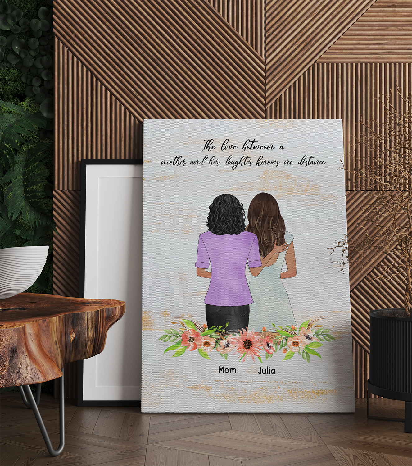 Personalized The Love Between A Mother And Daughter Knows No Distance, Gift For Mom  Canvas Prints