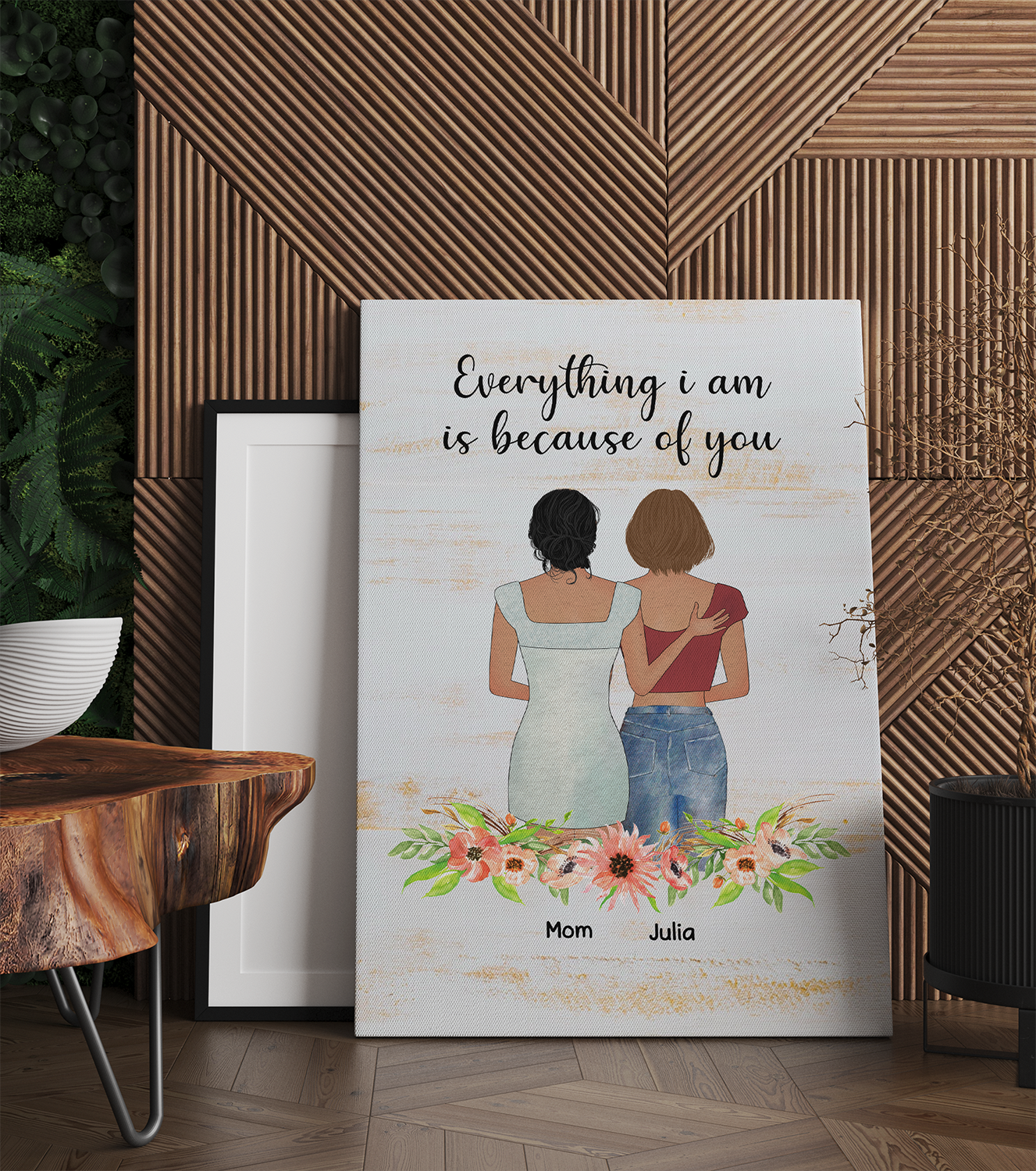 Personalized  Mother & Daughter, Everything I Am Is Because Of You, Gift For Mom Canvas Prints