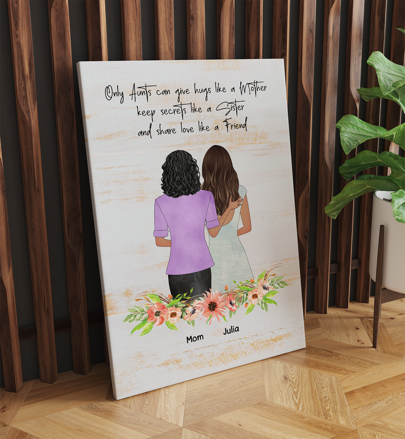 Personalized Only An Aunt Can Give Hugs Like A Mother, Gift For Mom Canvas Prints