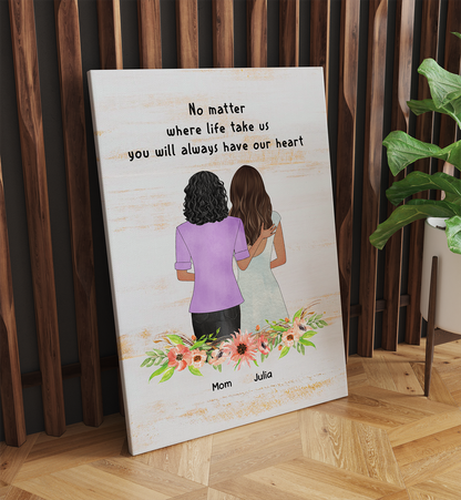 Personalized, No Matter Where Life Take Us You Will Always Have Our Heart, Gift For Mom Canvas Prints