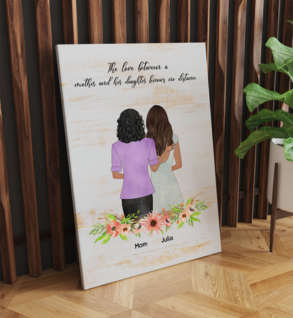 Personalized The Love Between A Mother And Daughter Knows No Distance, Gift For Mom  Canvas Prints