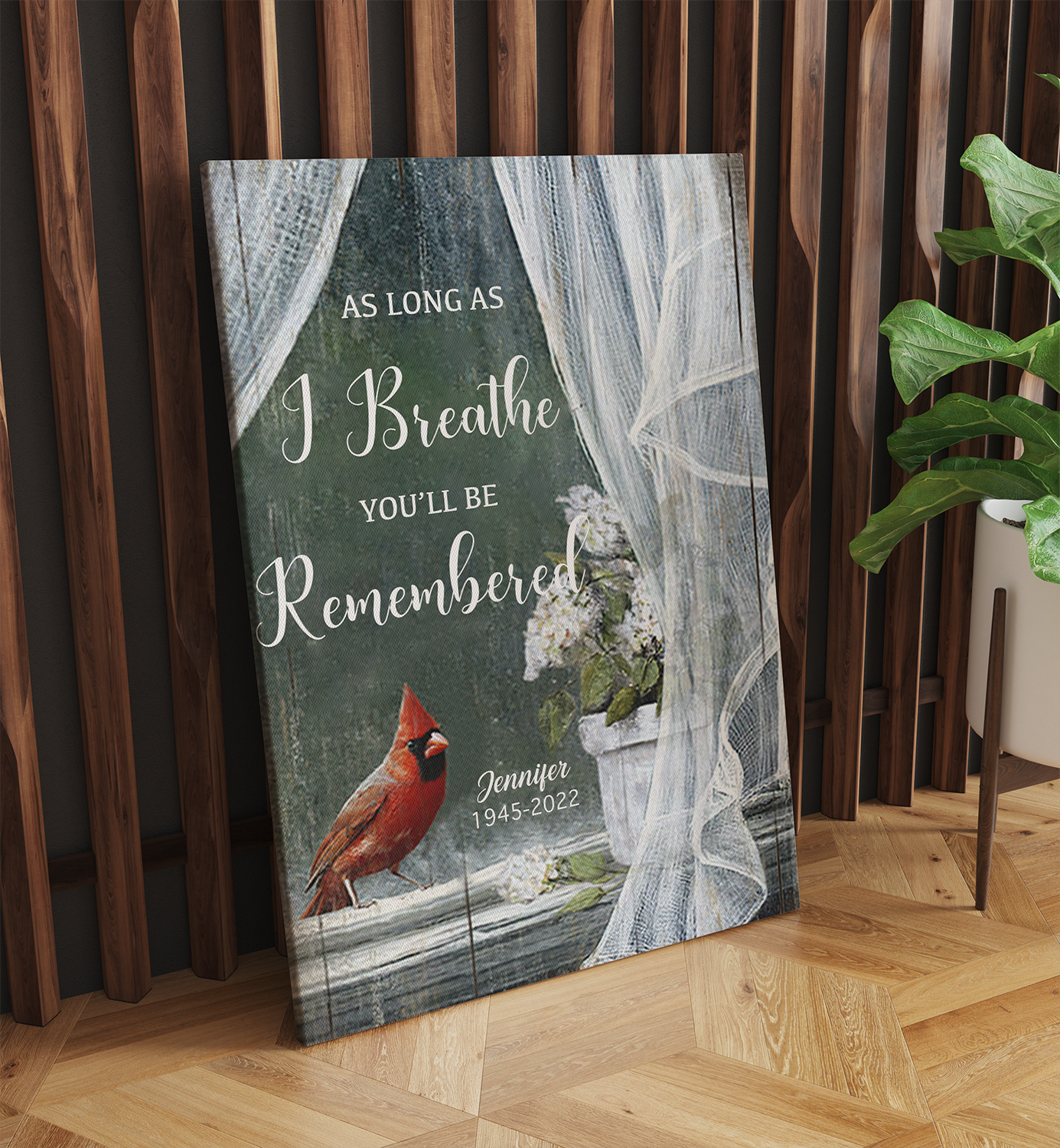 Personalized Cardinal Bird, As Long As I Breathe You'll Be Remembered Canvas Prints