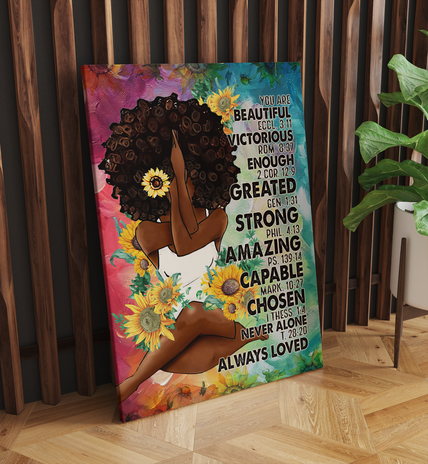 Black Queen Yoga You Are Beautiful Victorious Enough Never Alone Always Loved Canvas Print