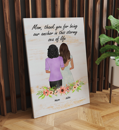 Personalized Mama Besties, Gift For Mom Canvas Prints