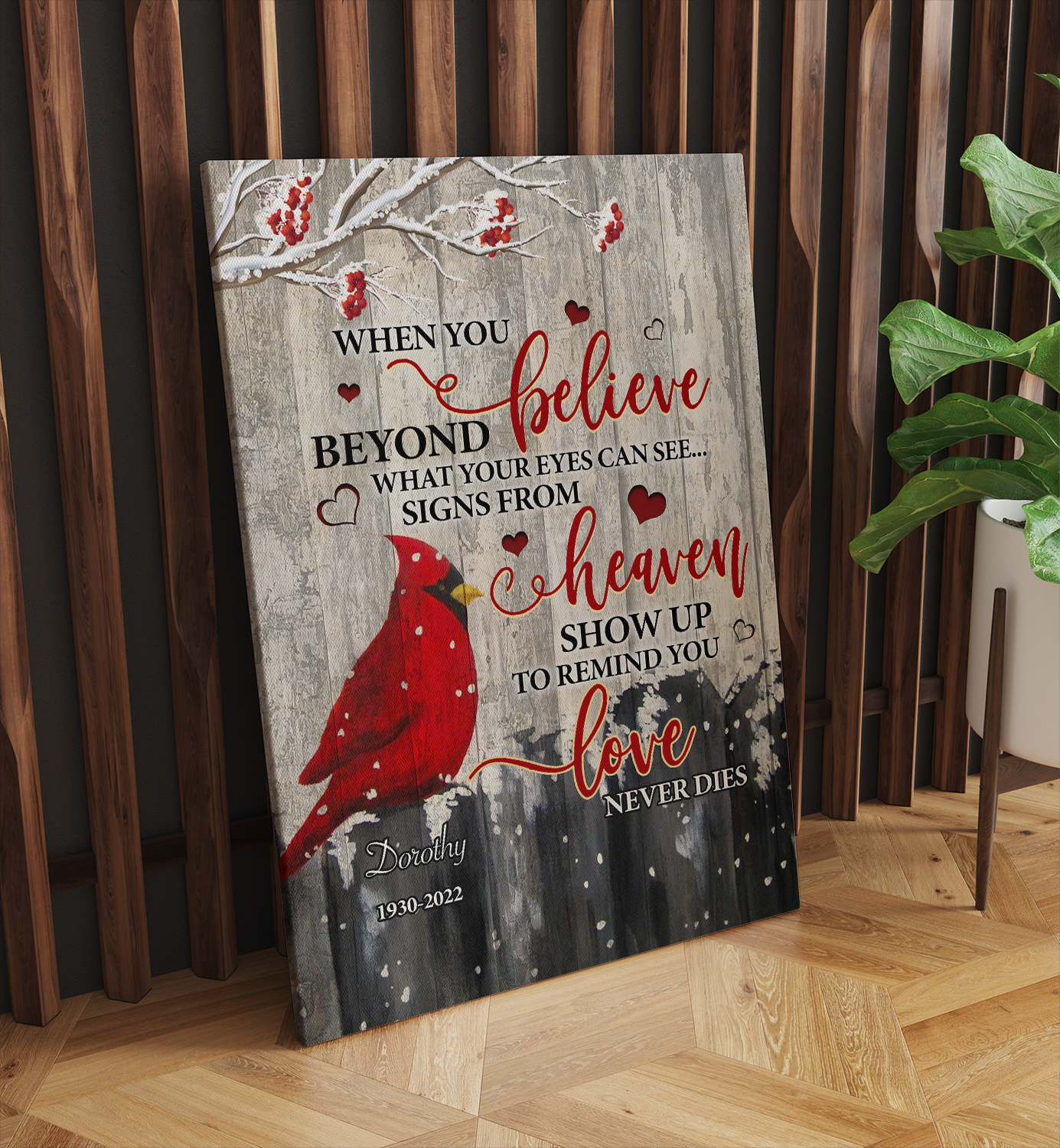 Personalized Cardinal Bird – When You Believe Beyond What Your Eyes Can See Canvas Prints