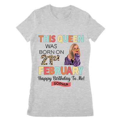 Personalized Queens Born In February February Birthday Premium T-Shirt