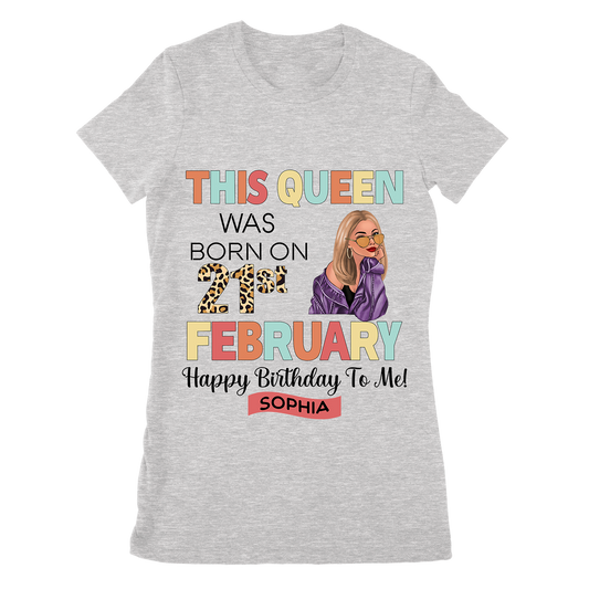 Personalized Queens Born In February February Birthday Premium T-Shirt