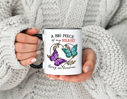 Butterfly A Big Piece Of My Heart Lives In Heaven - Accent Mug