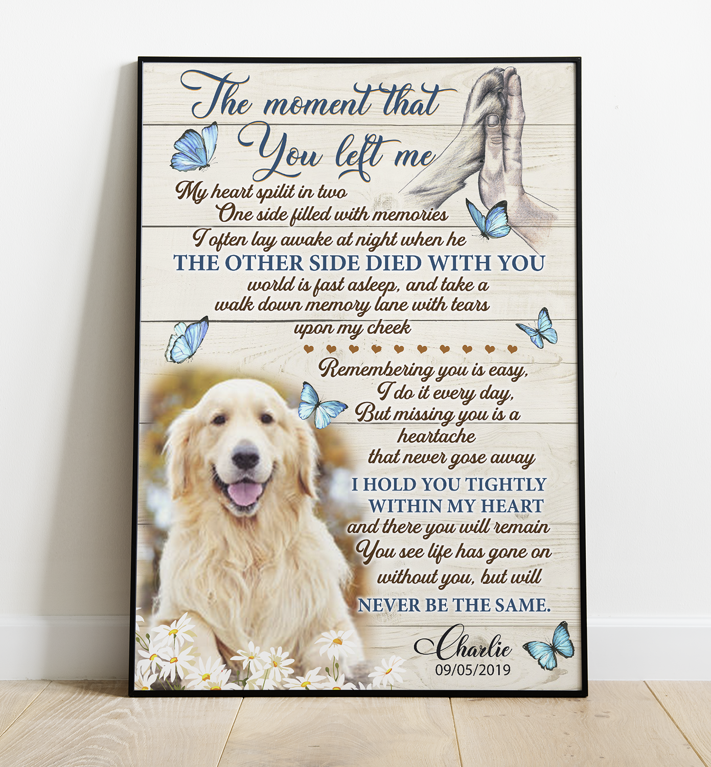 Personalized Memorial Pet Photo, The Moment That You Left Me, Custom Gift for Pet Lovers, Memorial Gift Poster